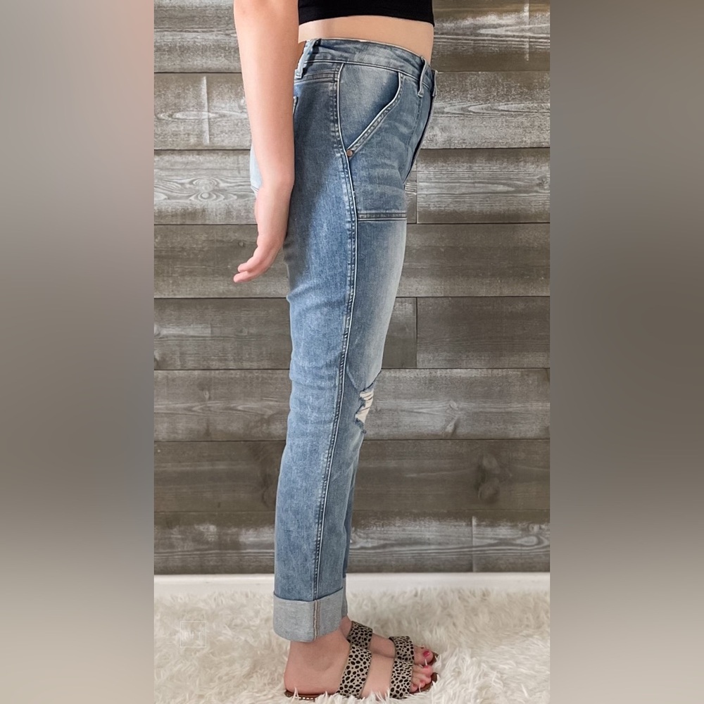 judy blue high waist patch pocket destroyed boyfriend jeans medium JB88825REG MD - Picture 9 of 16